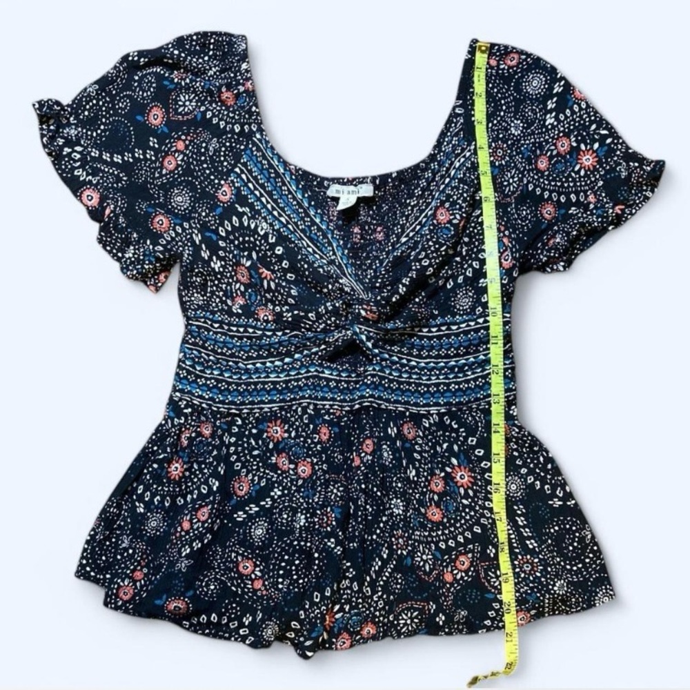 Babydoll Bohemian Floral Top with Flowy Sleeves and Keyhole